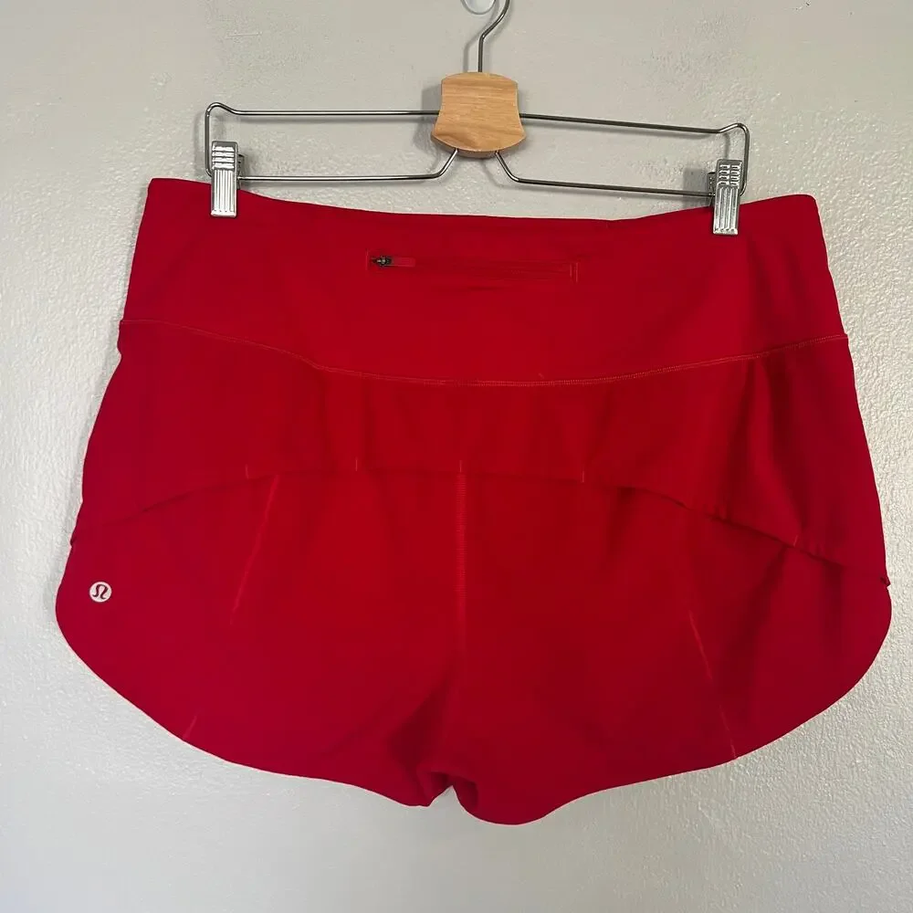 Lululemon Speed Up Shorts High-Rise Lined 2.5" Dark Red Women's Size 14 Running - Picture 2 of 10
